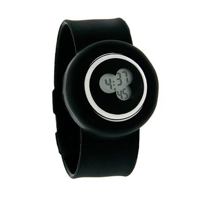 Silicone Wristband Watch XL 43MM Black Jelly Digital Alarm Quartz Watch