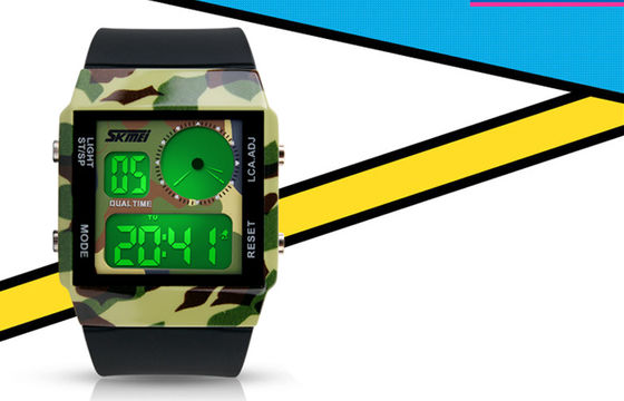 Unisex Double Time Analog Digital Watch Dual Time With 5 Colors Backlights
