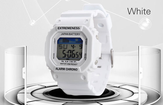 Elegant Ladies White Digital Watch ABS Case 12 / 24 hr Wrist Watches