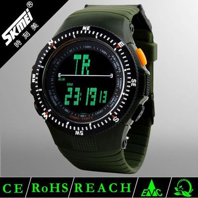 Black LCD Multifunction Digital Watch With EL Back Light