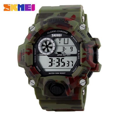 Military Multifunction Digital Watch National Camo Design With Strong Light