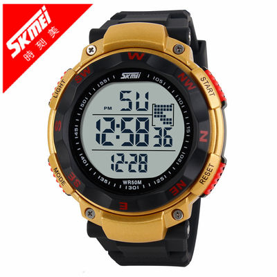 Gold Multifunctional Digital Watch , Sports Digital Watches EL backlight