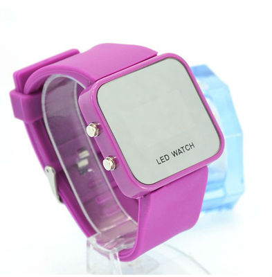 Stile di sport dell'orologio di polsino del silicone di Digital LED con la superficie dello specchio