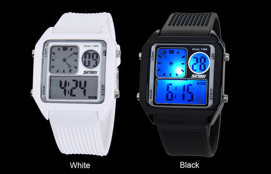 EL Backlight PU Band LCD Analog Watch, Alarm Wrist Watches Digital