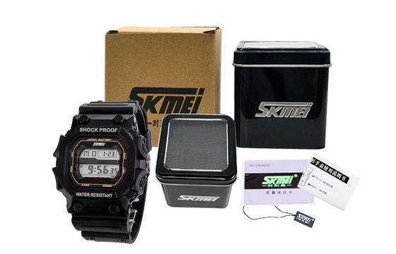 Skmei Quảng trường thể thao kỹ thuật số Xem EL Backlight Mens Buckle Đồng hồ