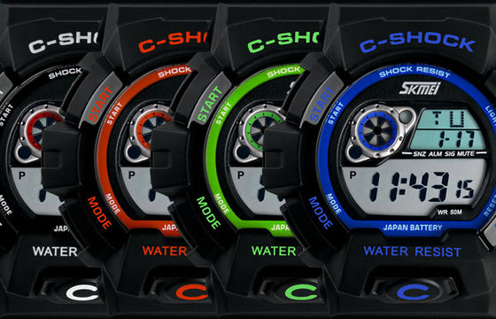 12/24 prendas impermeables de la atmósfera del reloj 3 del LCD del choque de la hora para los hombres jovenes