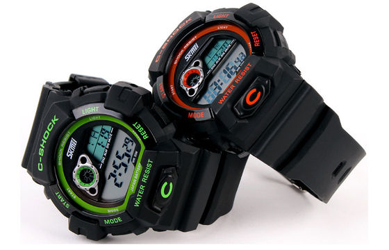 12/24 prendas impermeables de la atmósfera del reloj 3 del LCD del choque de la hora para los hombres jovenes