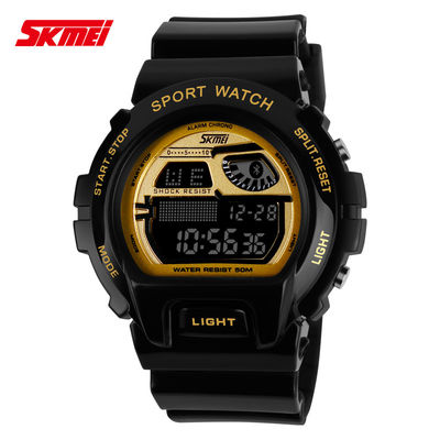 LCD Multifungsi Digital Wrist Watch Dengan PU Strap Nickel Gratis