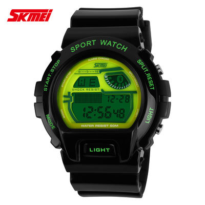 LCD Multifungsi Digital Wrist Watch Dengan PU Strap Nickel Gratis