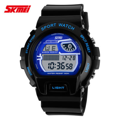 LCD Multifungsi Digital Wrist Watch Dengan PU Strap Nickel Gratis