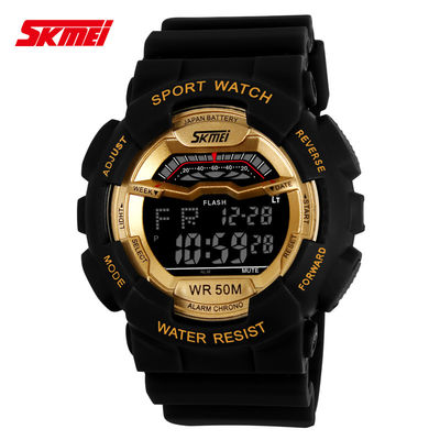 Για άνδρες και για γυναίκες πολλών χρήσεων ψηφιακό PU χρονομέτρων με διακόπτη EL Backlight ρολογιών λουρί