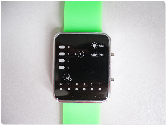 الأخضر الصمام الثنائي ووتش / سيليكون المطاط معصمه ساعات OEM