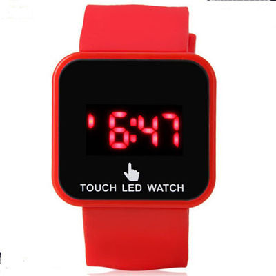 बैंगनी एलईडी डिजिटल कलाई घड़ी लड़की प्लास्टिक के मामले + सिलिकॉन Wristband निर्यातक थोक व्यापारी के लिए