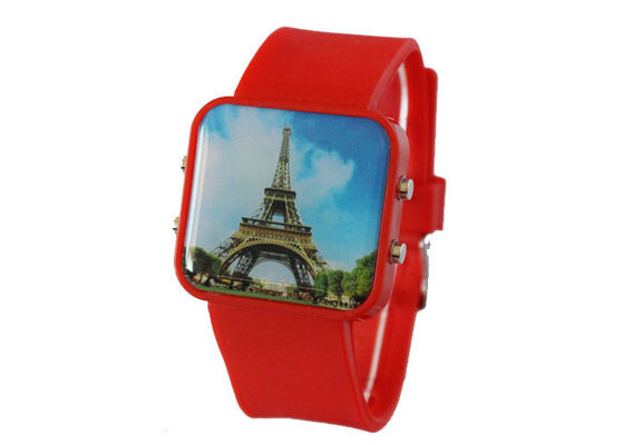 Duży kwadrat wzór ekran dotykowy Zegarki cyfrowe Stainless Steel Back for Children