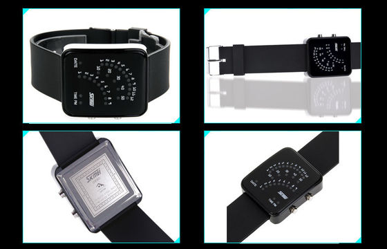 สีดำ 12/24 ชั่วโมง LED ดิจิตอล Case นาฬิกาข้อมือโลหะผสมสำหรับวัยรุ่น