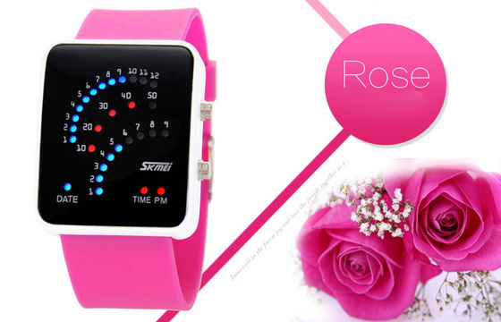 สีดำ 12/24 ชั่วโมง LED ดิจิตอล Case นาฬิกาข้อมือโลหะผสมสำหรับวัยรุ่น