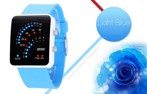 สีดำ 12/24 ชั่วโมง LED ดิจิตอล Case นาฬิกาข้อมือโลหะผสมสำหรับวัยรุ่น