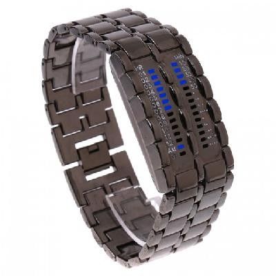 Armbanduhr des Mann-einzigartige Lava-Art-Eisen-Blau-LED Digital