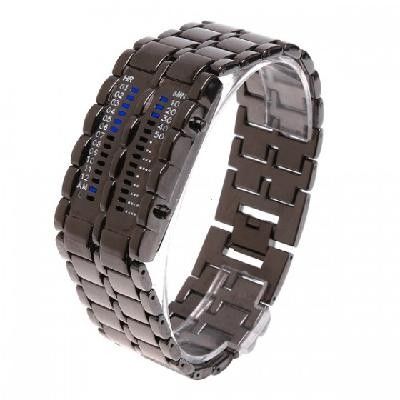 Armbanduhr des Mann-einzigartige Lava-Art-Eisen-Blau-LED Digital