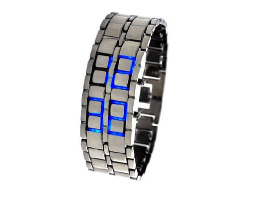 แฟชั่นอินเทรนด์ญี่ปุ่นเหล็กซามูไร LED นาฬิกาข้อมือโลหะลาวา LED สำหรับบุรุษ