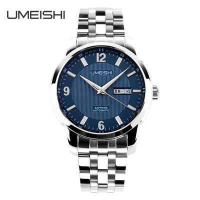 Blue Face Logam Strap Watch Dengan Tanggal Minggu Stainless steeel
