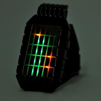 Dòng - Nhật Inspired Red Orange Green LED Xem Bracelet kim loại Strap