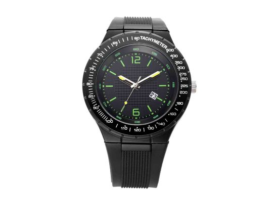 Mát Đen Sport Analog Gents nhựa Quartz Xem Japan Movt Với ​​Battery
