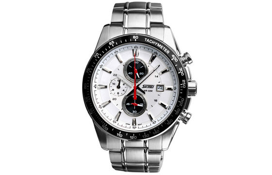 Stainless Steel Quartz Perhiasan 5 ATM Disesuaikan Kalender Jam tangan