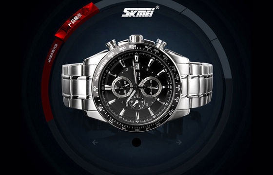 Stainless Steel Quartz Perhiasan 5 ATM Disesuaikan Kalender Jam tangan
