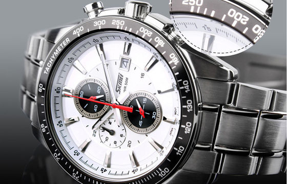 Stainless Steel Quartz Perhiasan 5 ATM Disesuaikan Kalender Jam tangan
