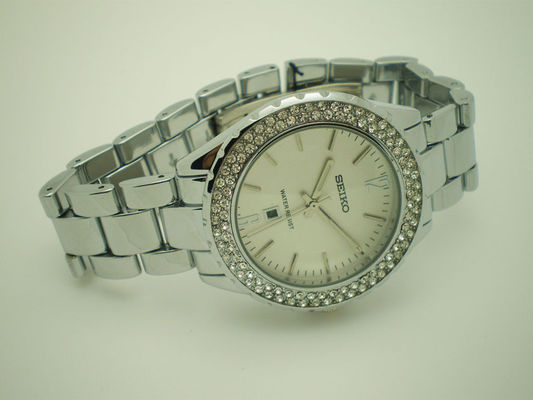 Stainless Steel kuarsa jam tangan untuk wanita, womens jam tangan dengan diamond