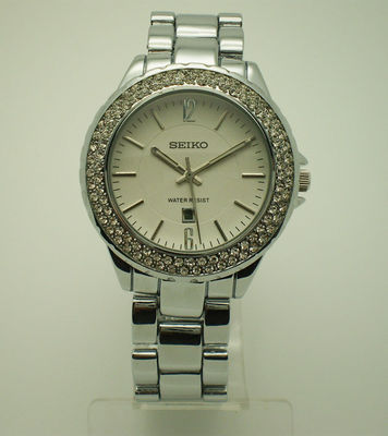 Stainless Steel kuarsa jam tangan untuk wanita, womens jam tangan dengan diamond