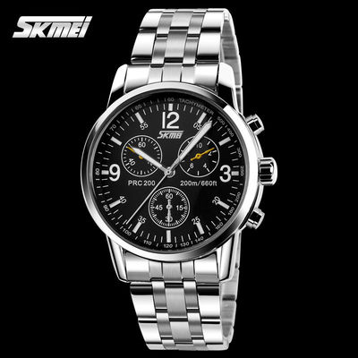 Elegantes Wasser-beständiges der Edelstahl-Quarz-Uhr-50m für Geschäftsleute