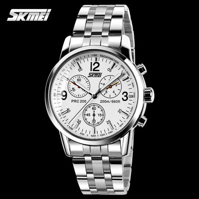 Elegantes Wasser-beständiges der Edelstahl-Quarz-Uhr-50m für Geschäftsleute