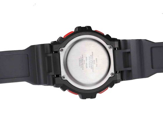 Hitam Jepang Gerakan LCD Waterproof Sport Watch Dengan EL Backlight / ABS Case