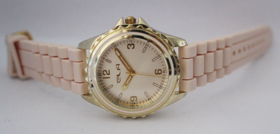 Orologio bianco resistente per le ragazze, LOGO del quarzo del silicone del modello del quadrante dell'acqua su misura sul quadrante