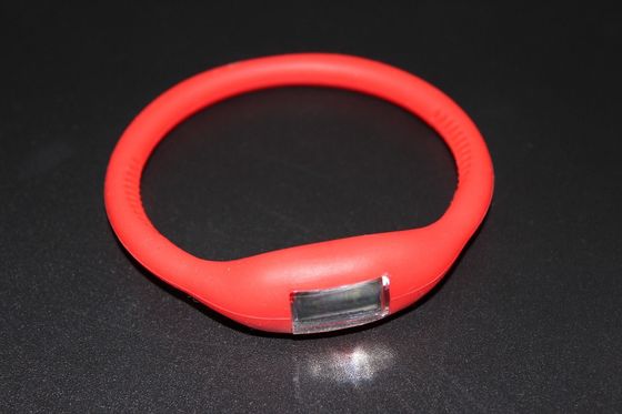 Sports Bracelet Wristband Watch With Silicone Rubber Jelly Ion , Red Led Watch