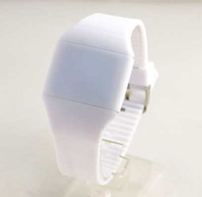 Blue / White Fashion Silicone Led Watch 100% Silicone Strap For Boys And Girls