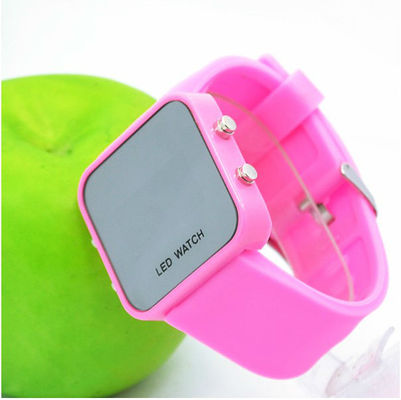 Popular Ladies Watch Silicone Wristband Watch , Red Silicon Led Watch