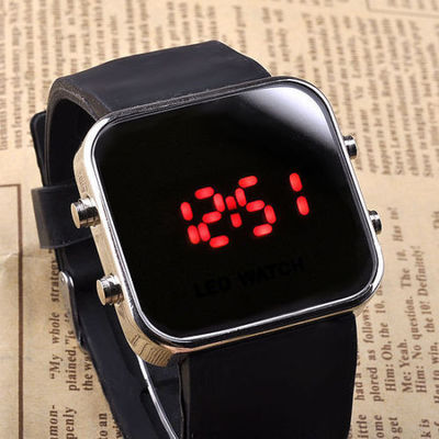 Popular Ladies Watch Silicone Wristband Watch , Red Silicon Led Watch