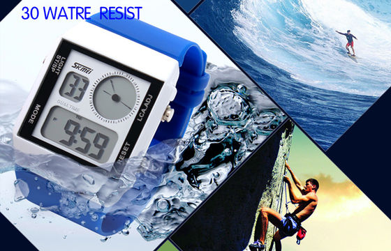 Unisex Double Time Analog Digital Watch Dual Time With 5 Colors Backlights