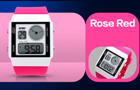 Unisex Double Time Analog Digital Watch Dual Time With 5 Colors Backlights