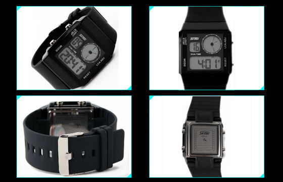 Unisex Double Time Analog Digital Watch Dual Time With 5 Colors Backlights