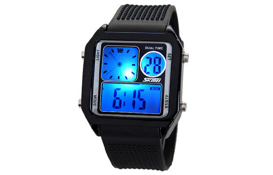 EL Backlight PU Band LCD Analogue Watch , Alarm Digital Wrist Watches