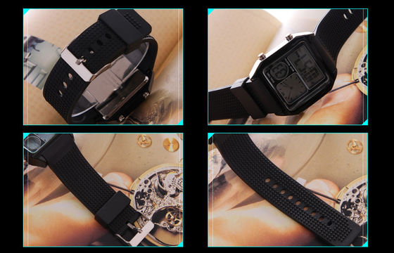 EL Backlight PU Band LCD Analogue Watch , Alarm Digital Wrist Watches