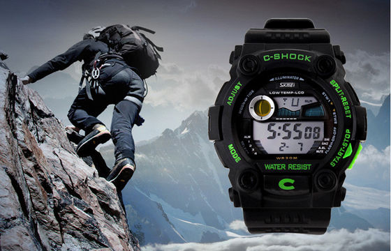 Shock Resistant Multifunction Watch PU Strap With Stop Watch