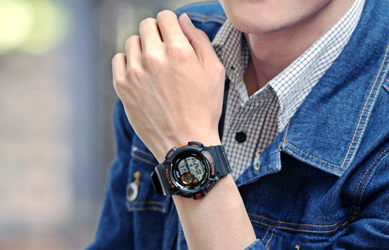 Boys Fashion Black LCD Screen Multifunction Digital Watch With EL Backlight