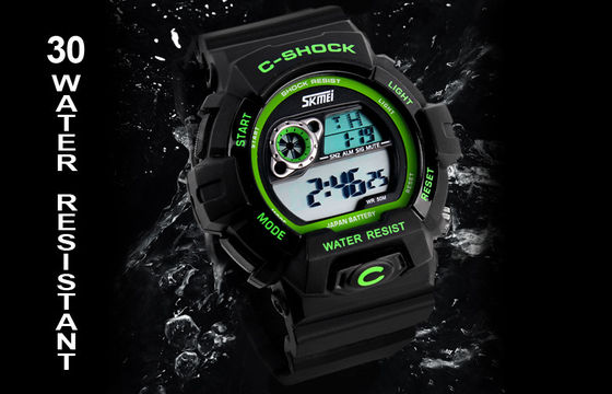 12 / 24 hr Shock Watch Kids 3 ATM Waterproof LCD Multifunction Watch