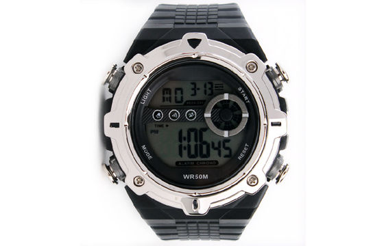 Large Face Digital Watch Hourly Chime PU Electronic Watches For Man