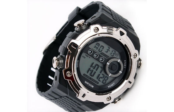 Large Face Digital Watch Hourly Chime PU Electronic Watches For Man
